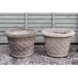 Pair of basket design garden urns