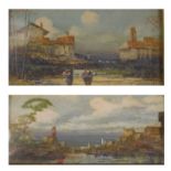 Lucio Cargnel (1903-1998) - Pair of oils - Continental rural and harbour scenes