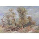 Bristol Interest - Henry Whatley (1842-1901) - Watercolour - 'Logging Wagons, Leigh Woods'