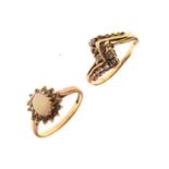 Two 9ct gold stone set dress ring
