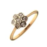 Yellow metal (18ct) and diamond flowerhead cluster ring
