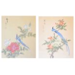 Pair of Japanese watercolour on silk picture