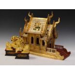 East Asian giltwood model of a temple