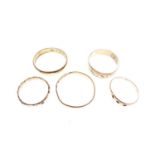 Two 18ct gold rings, etc