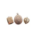 Late Victorian double locket, heart-shaped locket and Art Deco locket