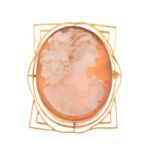 Shell cameo brooch