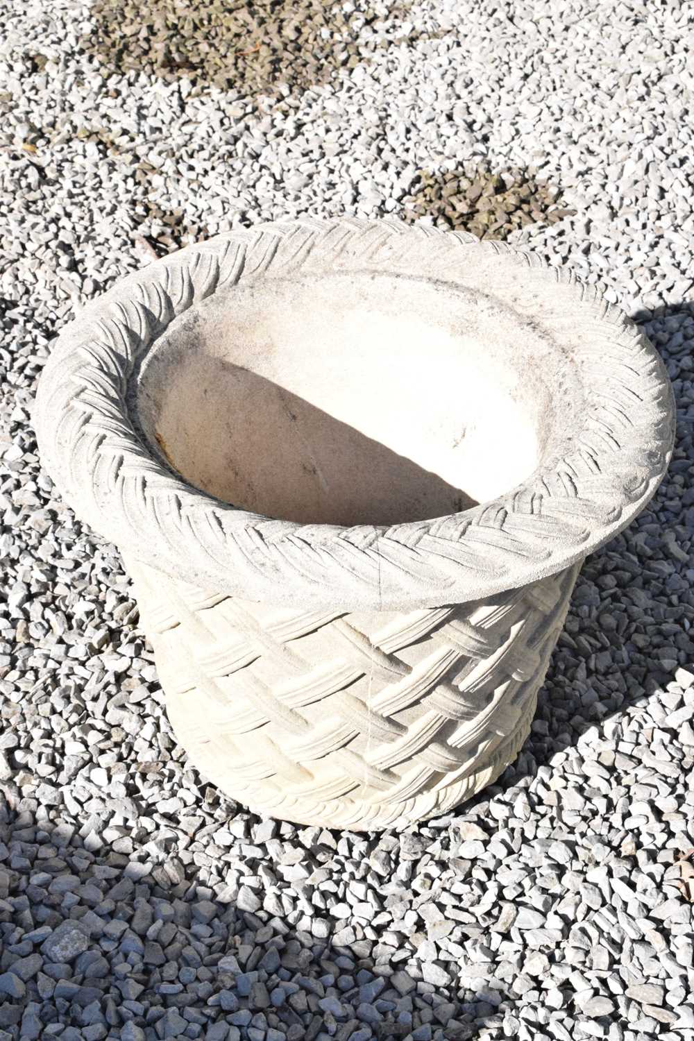 Pair of basket design garden urns - Image 2 of 12