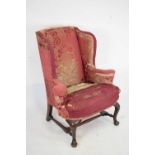 Mahogany framed wingback armchair