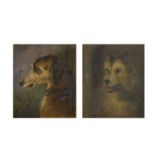 W. Mitchell (late 19th Century) - Two oil studies, heads of dogs