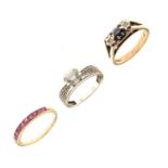 Three stone set dress rings