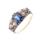 Sapphire and diamond 18ct gold cluster ring