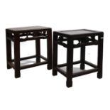 Two Chinese hardwood occasional tables or stools