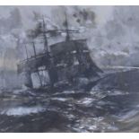 Charles Edward Dixon (1905 - 1985) - Watercolour - Sailing vessel on stormy sea