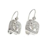 Pair of pavé set diamond cluster earrings