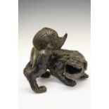 Early 20th Century cast metal temple dog incense burner