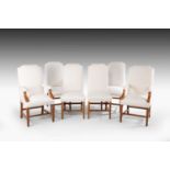 Set of six modern high-back dining chairs