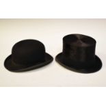 Vintage gentleman's top hat and bowler