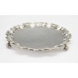 George V silver piecrust tray