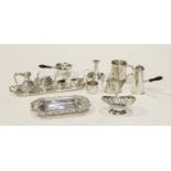 Miniature four-piece silver tea set and novelty domestic wares