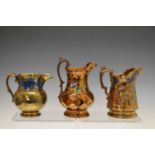 Ten mainly Victorian copper lustre jugs