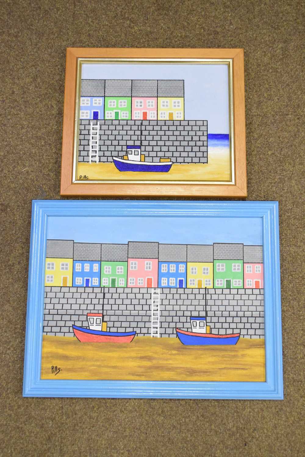 A.C. Pillinger (Pills) - Two acrylics on board - 'A Quiet Harbour' - Image 4 of 5