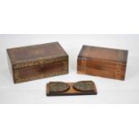 Mid 19th Century brass-inlaid rosewood writing box, etc