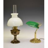 Modern 'bankers' lamp and an oil lamp