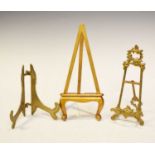 Rocco-style gilt metal table-top easel and two others