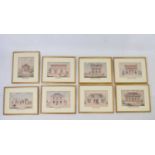 Set of eight French architectural prints of building facades, A. Guerber, circa 1898