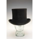 Early 20th Century leather hatbox and top hat
