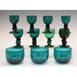 Assorted 19th Century green glass