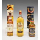 Glen Moray Single Speyside Scotch Whisky, Bell's Scotch Whisky and a Grant's Whisky