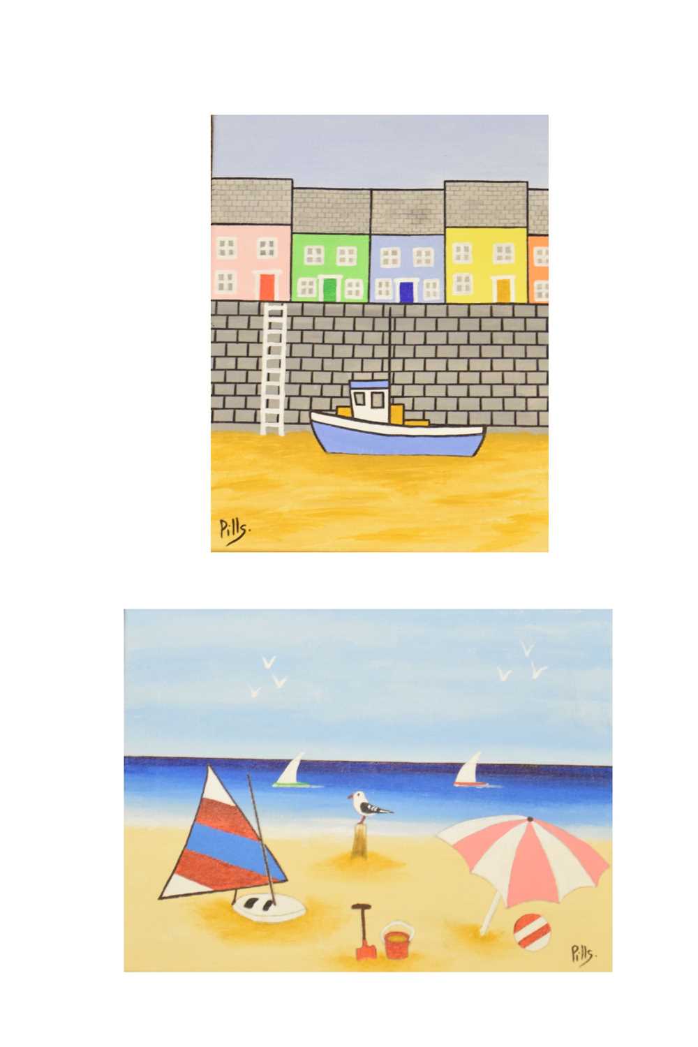 A.C. Pillinger (Pills) - Two acrylics - Seaside Views