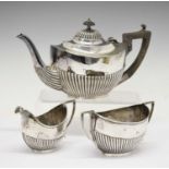 Late Victorian silver three-piece tea set