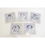 Five late Victorian Mintons China Works Shakespeare tiles