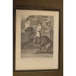 Equestrian engraving depicting a trotting horse