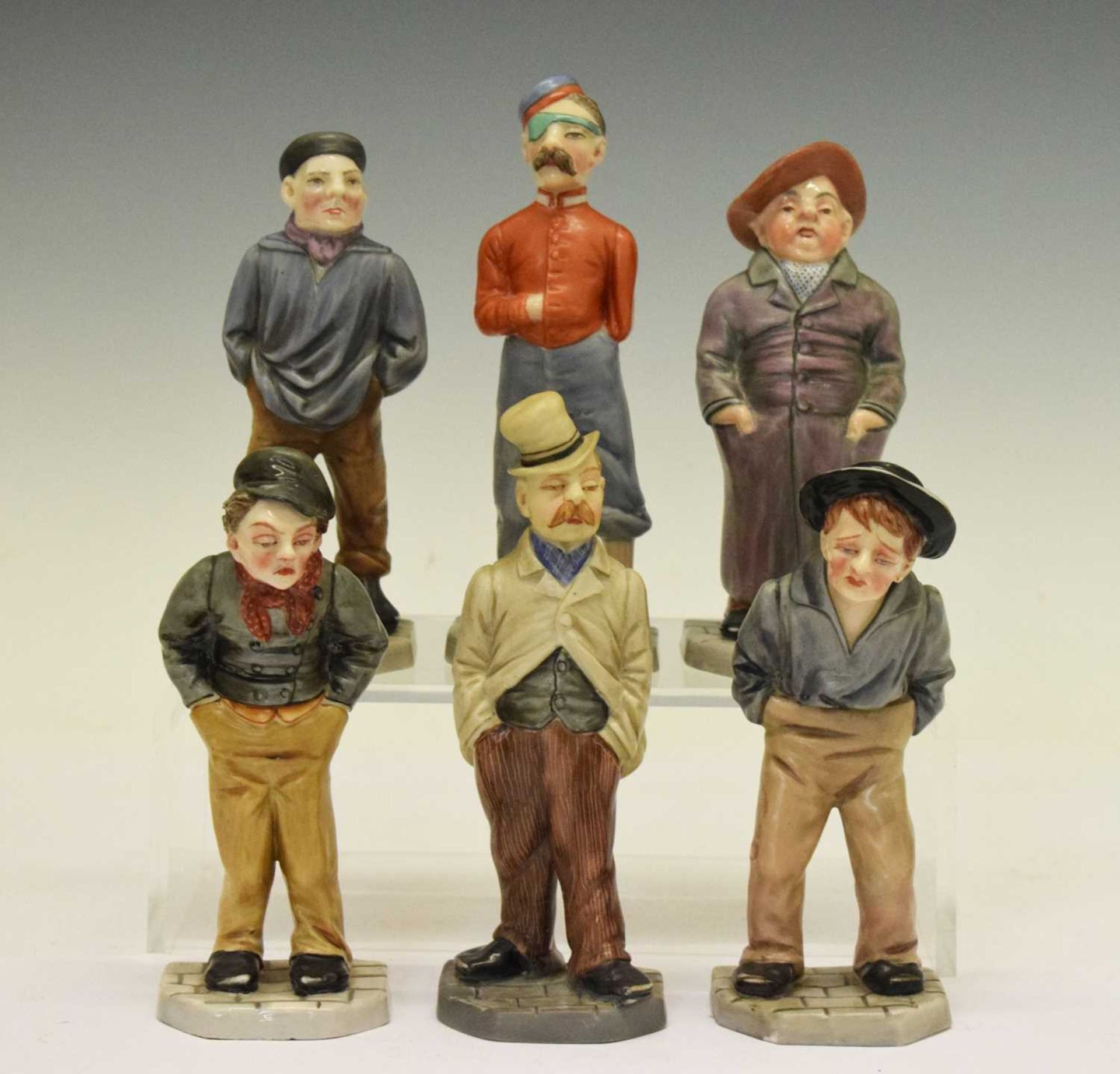 Royal Worcester - Set of six 'Down and Out' menu holder figures