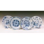 Four 18th Century English delft plates