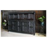 Large Charles II oak court cupboard