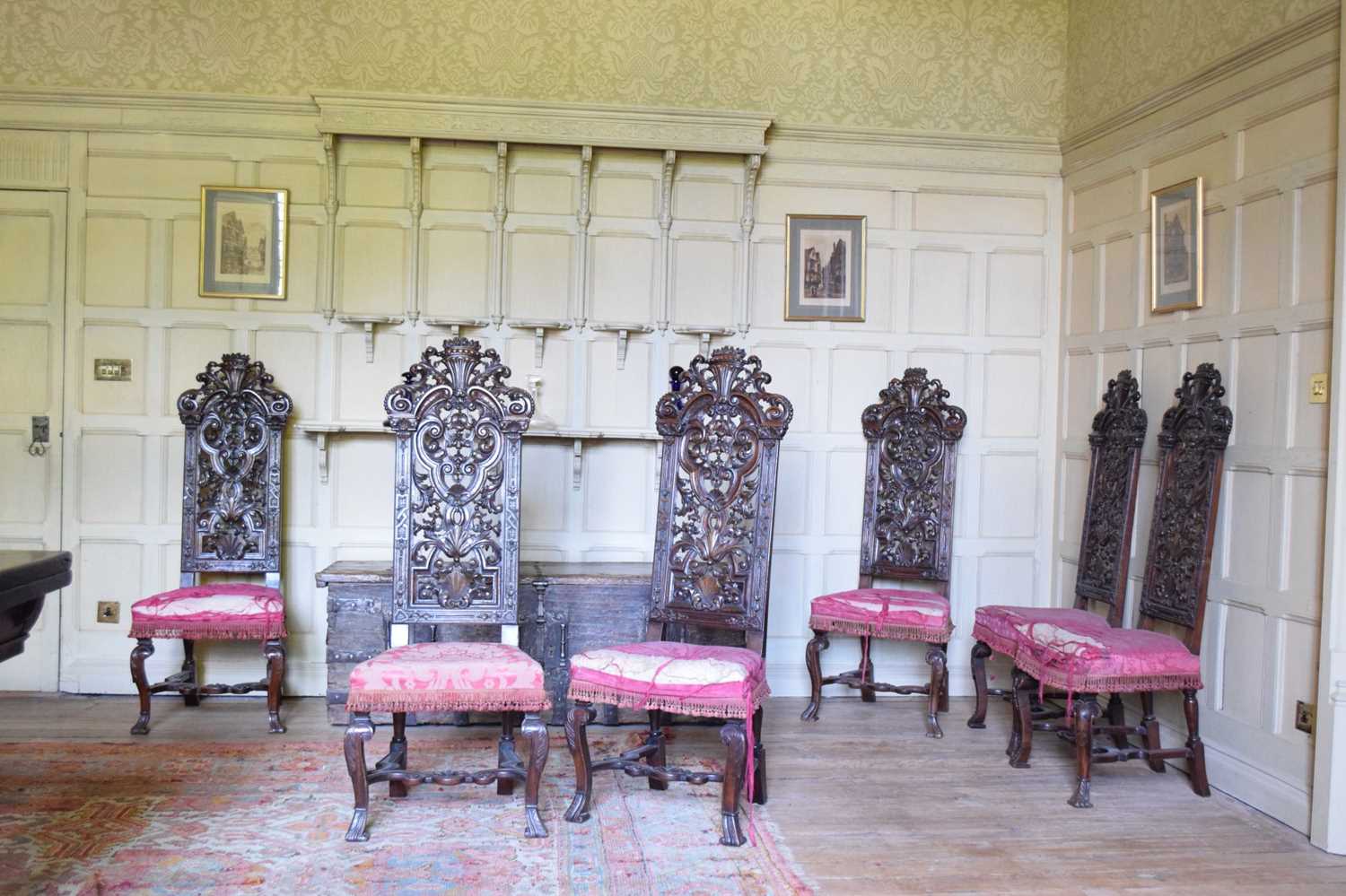 Set of six late 17th Century and later walnut high back dining chairs - Image 27 of 27