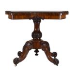 Victorian figured walnut card table