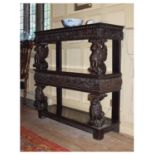 Charles I carved oak three-tier open ‘court cupboard’ or buffet