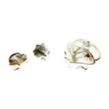Baroque pearl ring and earring set