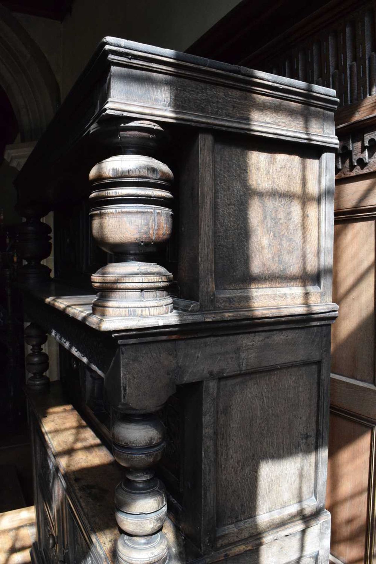 Early 17th Century English carved oak three-tier ‘court’ cupboard - Image 17 of 28