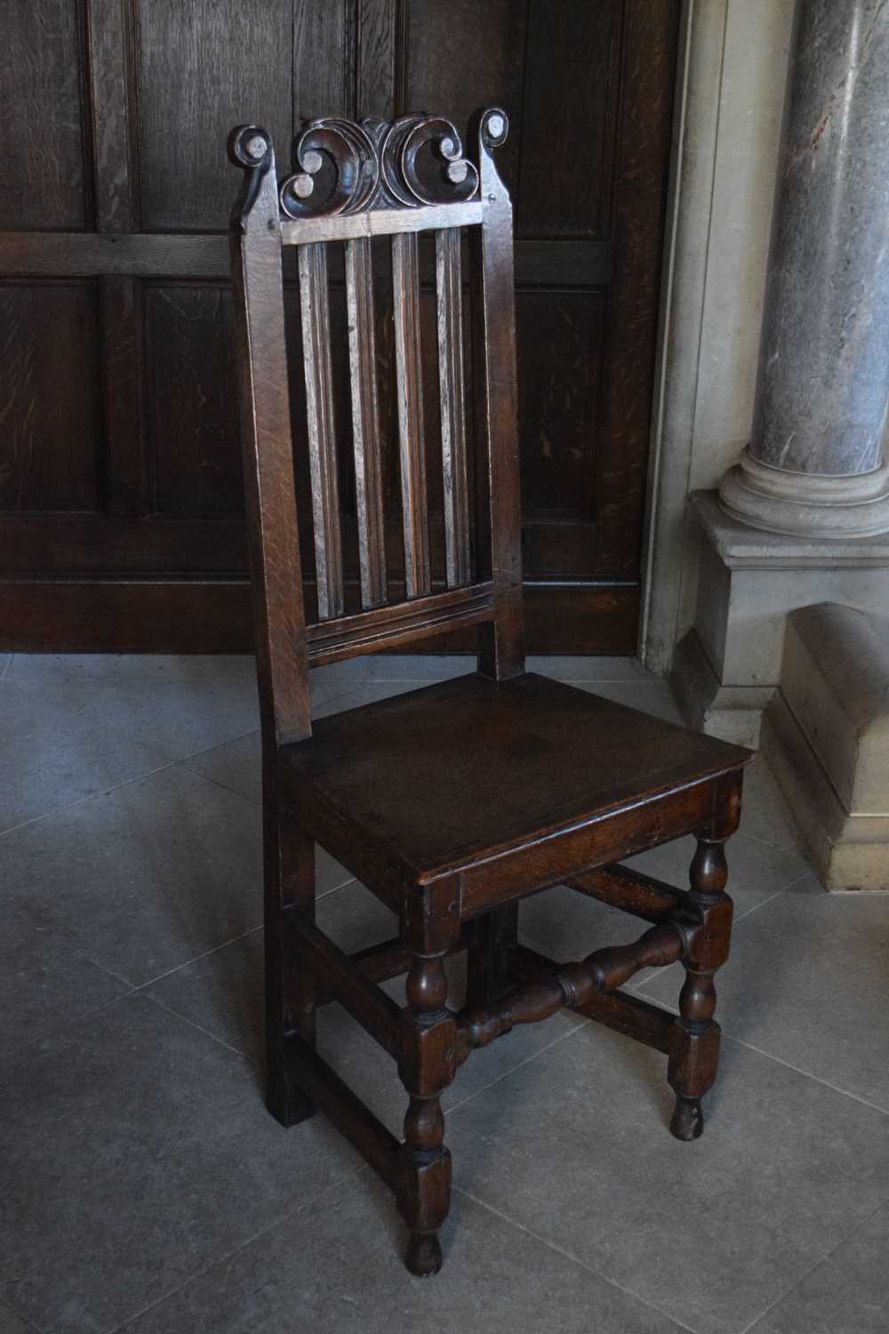 Harlequin set of twelve late 17th Century oak high-back dining chairs - Image 4 of 25