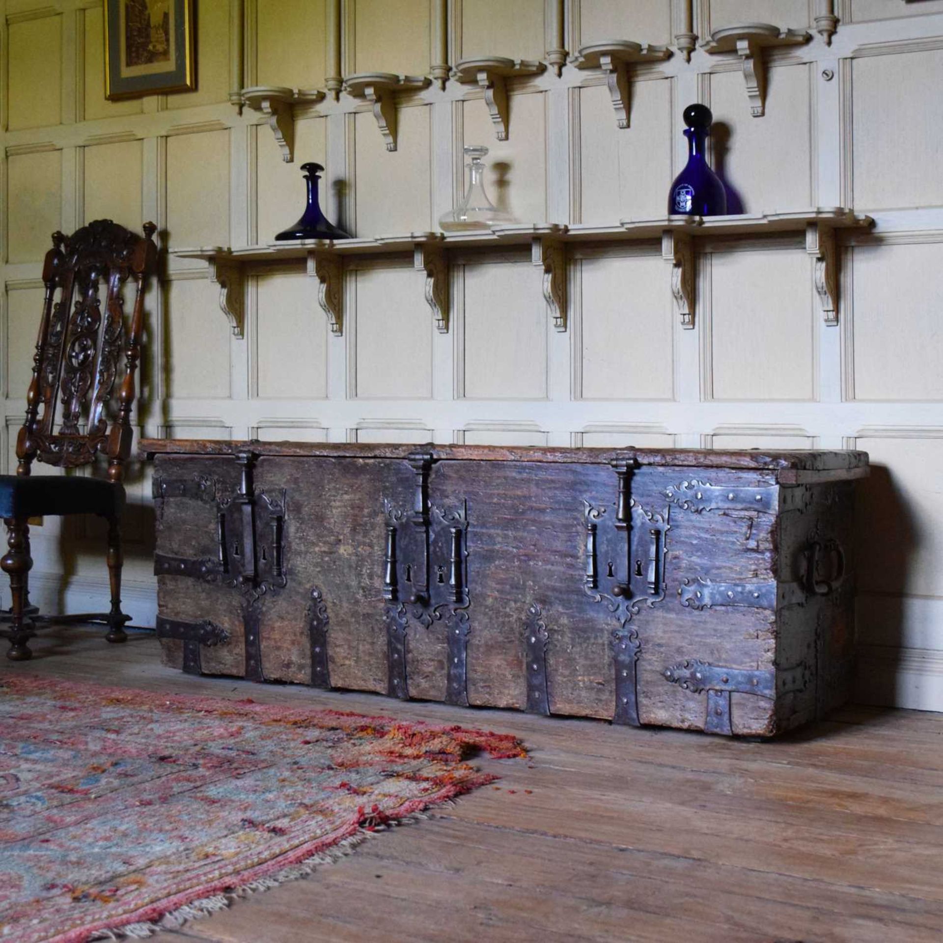 16th Century boarded pine and iron-bound chest - Image 2 of 16