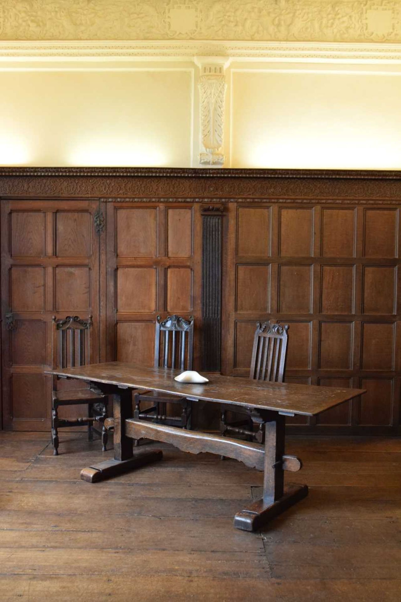 18th Century and later oak trestle table - Image 11 of 11