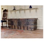 16th Century boarded pine and iron-bound chest