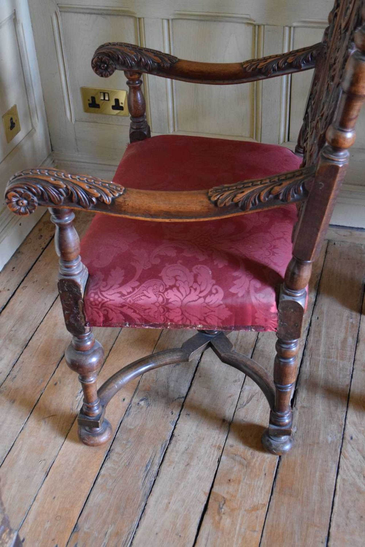 Pair of late 17th Century walnut open armchairs - Image 8 of 14