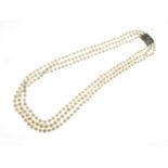 Three-row freshwater pearl necklace